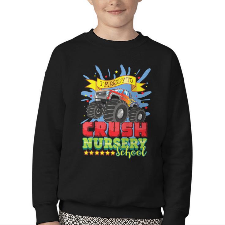 Kids Back To School Monster Truck Nursery Ready Crush First Day Youth Crewneck Sweatshirt