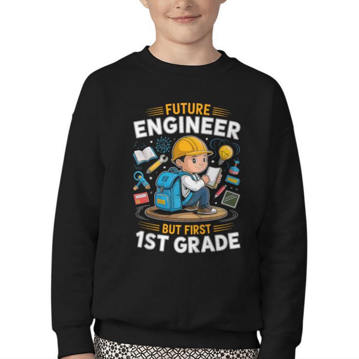 Kids Future Engineer 1st Grade Student Back To School Boys Kid Youth Crewneck Sweatshirt