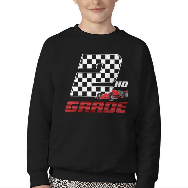 Kids Race Car 2nd Second Grade Boys Cars Lovers Back To School Youth Crewneck Sweatshirt