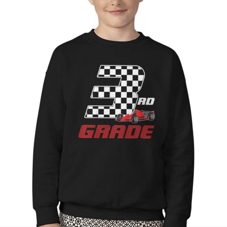 Kids Race Car 3rd Third Grade Boys Cars Lovers Back To School Youth Crewneck Sweatshirt