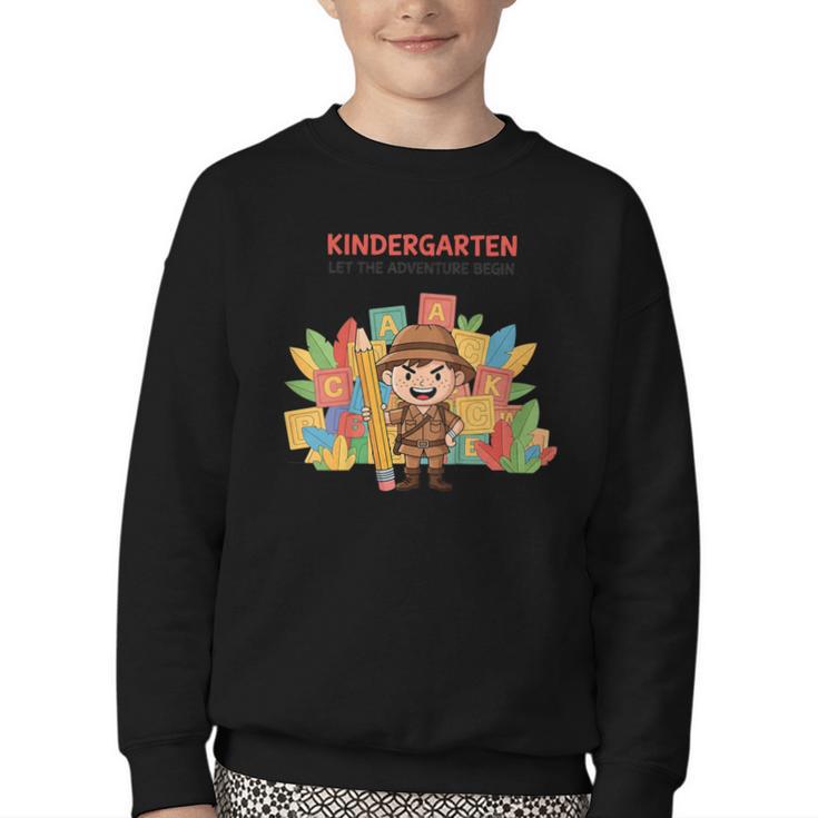 Kindergarten Adventure Explorer Back To School Youth Crewneck Sweatshirt