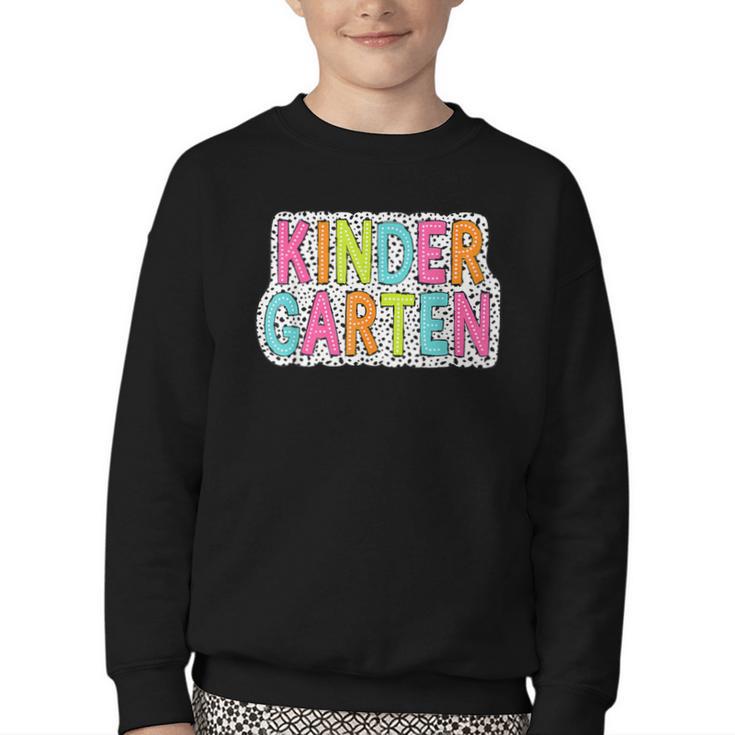 Kindergarten Dalmatian Dots Dream Team Back To School Youth Crewneck Sweatshirt