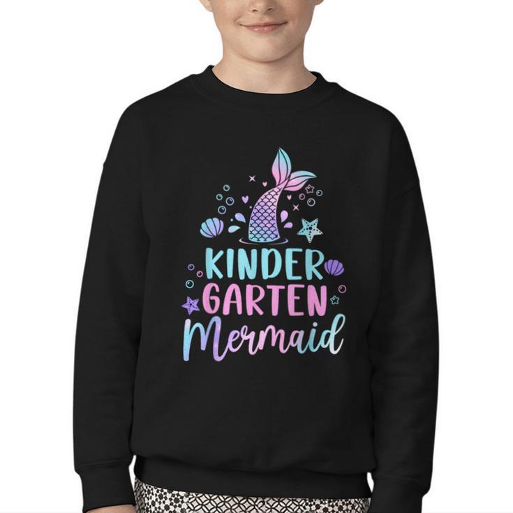 Kindergarten Mermaid Back To School Girls First Day Kinder Youth Crewneck Sweatshirt
