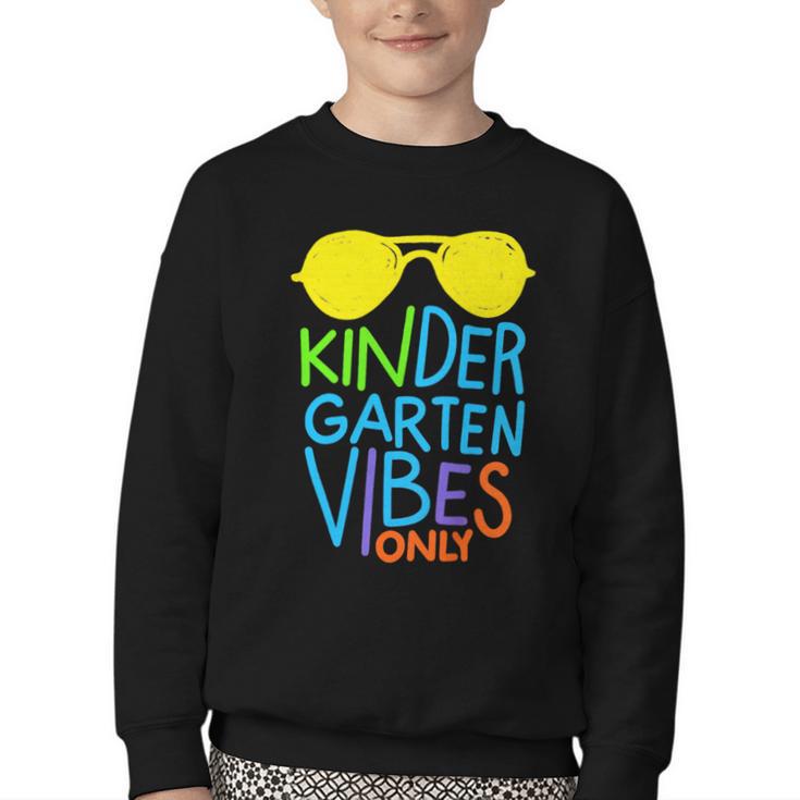 Kindergarten Vibes Only Glow Sunglasses Back To School Youth Crewneck Sweatshirt Kindergarten Vibes Only Glow Sunglasses Back To School Youth Crewneck Sweatshirt