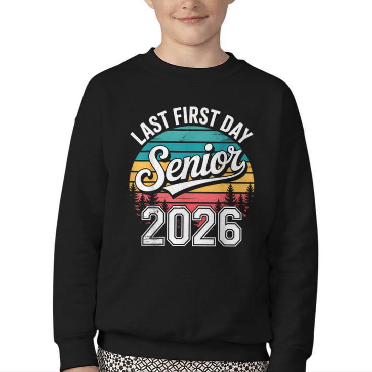 My Last First Day Senior 2026 Vintage Back To School Youth Crewneck Sweatshirt