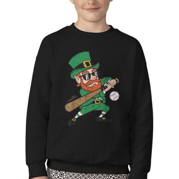 Leprechaun Baseball St Patricks Day Saint Pattys Men Boys Youth Crewneck Sweatshirt