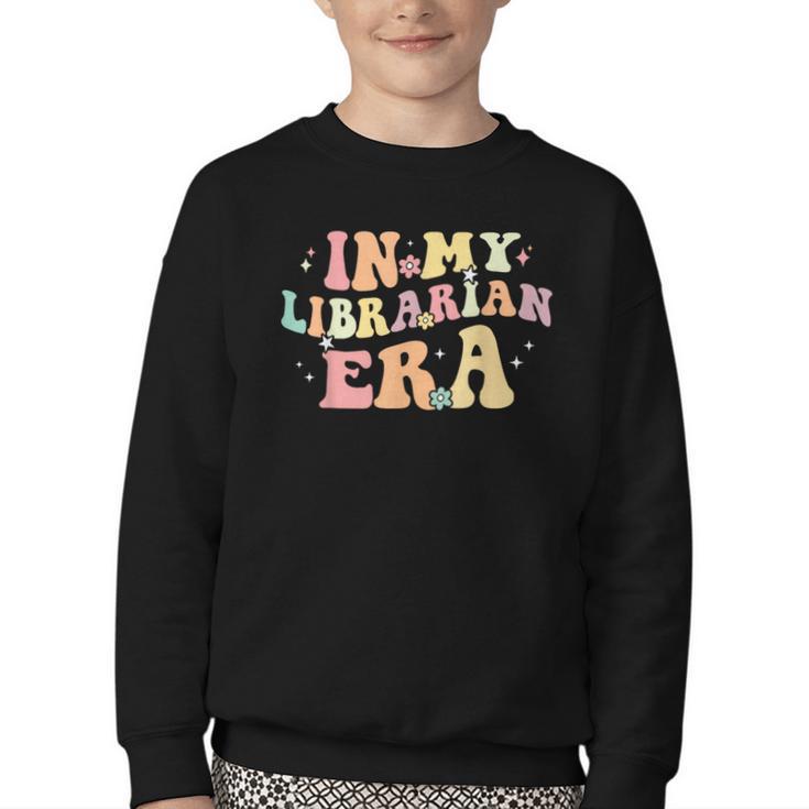 In My Librarian Era Retro Back To School Bookworm Book Lover Youth Crewneck Sweatshirt