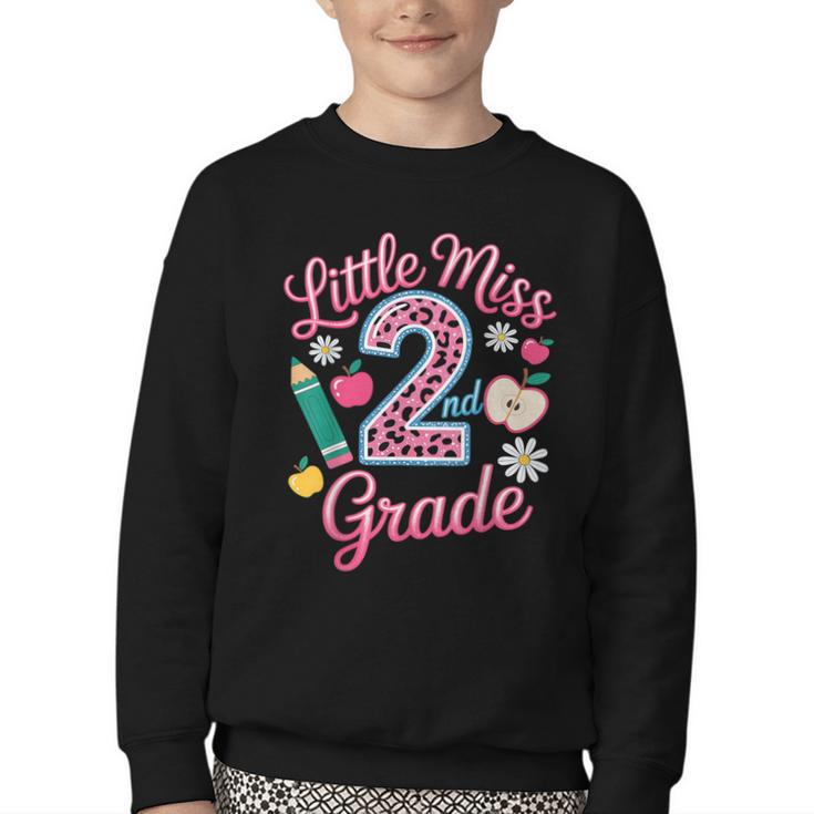 Little Miss 2nd Grade Grader Girls 1st Day Back To School Youth Crewneck Sweatshirt