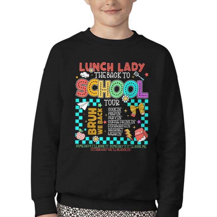 Lunch Lady Back To School Tour Cooking Worker Cafeteria Crew Youth Crewneck Sweatshirt
