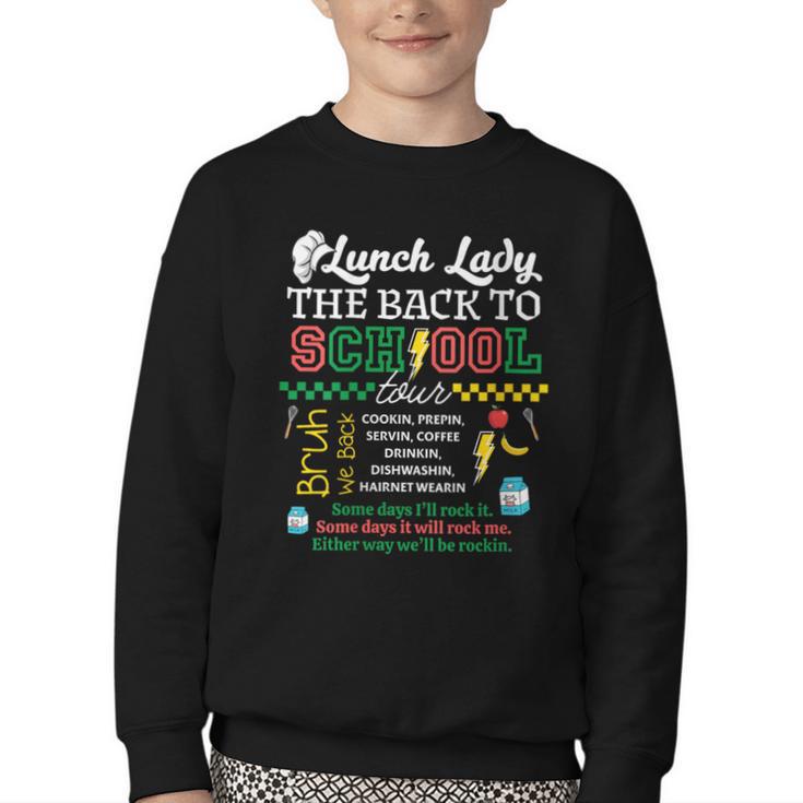 Lunch Lady Food Humor Back To School Tour Youth Crewneck Sweatshirt