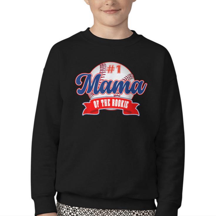 Mama Rookie Of Year 1st Birthday Baseball Theme Matching Youth Crewneck Sweatshirt