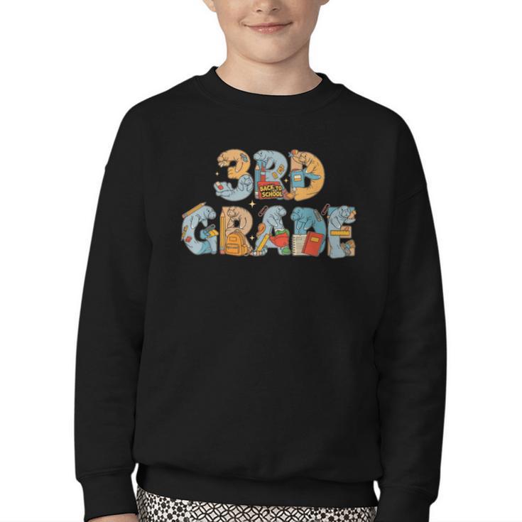 Manatee Third Grade Back To School Kids Boys Girls Youth Crewneck Sweatshirt