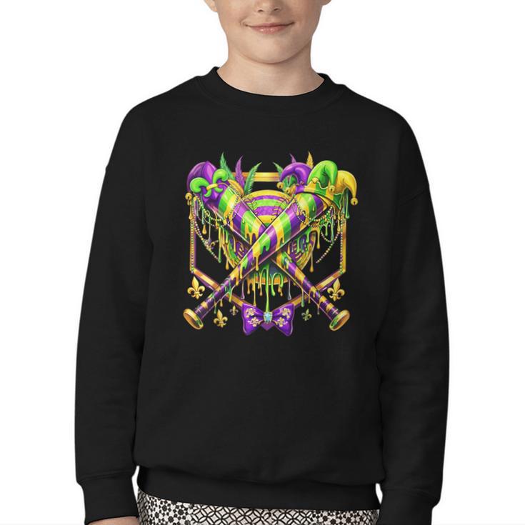 Mardi Gras Baseball Jester Hat New Orleans Men Women Kid Youth Crewneck Sweatshirt