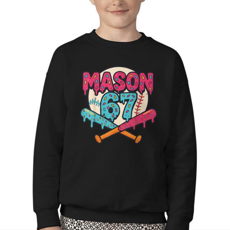Mason 67 Ice Cream Drip Baseball Meme Graphics Youth Crewneck Sweatshirt
