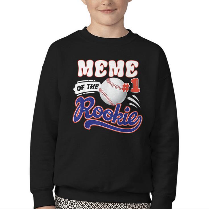 Meme Rookie Of Year 1st Birthday Baseball Theme Matching Youth Crewneck Sweatshirt