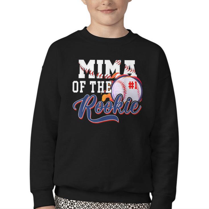 Mima Rookie Of Year 1st Birthday Baseball Theme Matching Youth Crewneck Sweatshirt