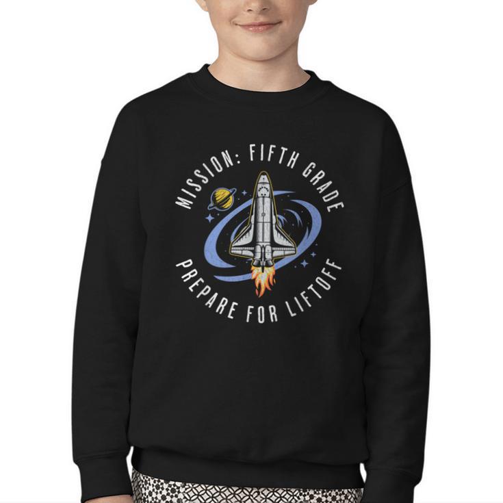 Mission Fifth Grade Space Rocket Back To School VI Youth Crewneck Sweatshirt