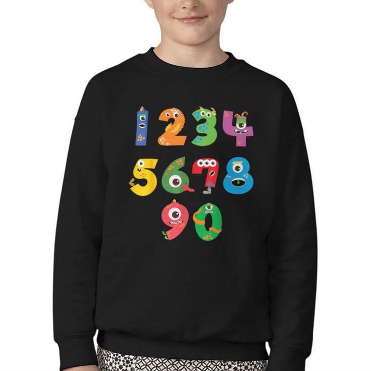 Monster Numbers Learning Cute Numbers 0-9 Back To School Youth Crewneck Sweatshirt Monster Numbers Learning Cute Numbers 0-9 Back To School Youth Crewneck Sweatshirt