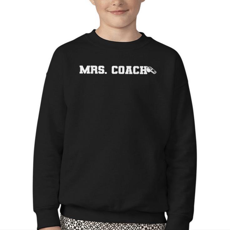 Mrs Coach Football Basketball Baseball Coach Wife Youth Crewneck Sweatshirt