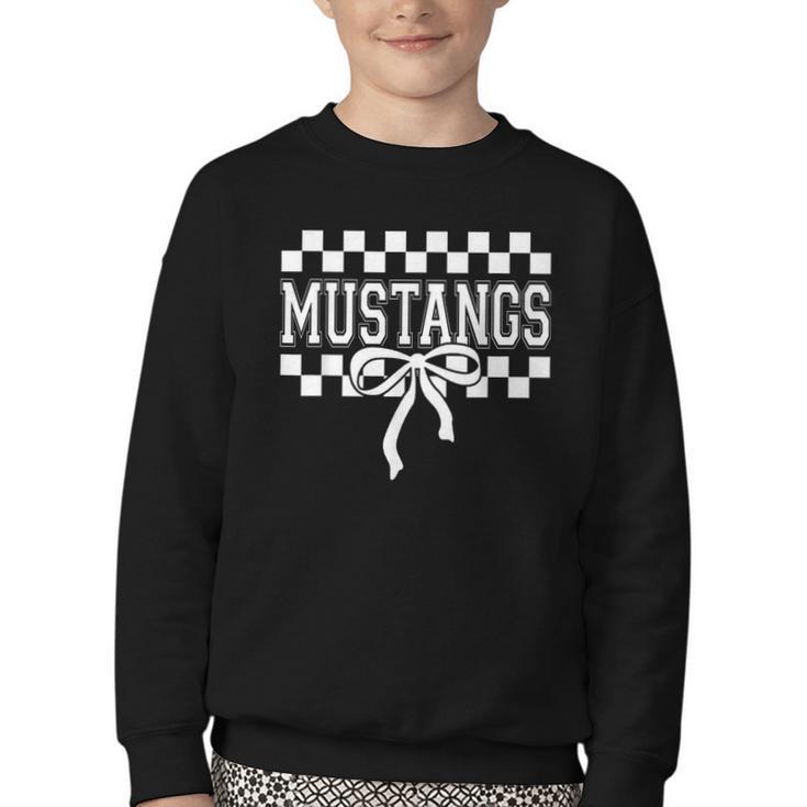 Mustangs High School Spirit Fan Team Mustang Back To School Youth Crewneck Sweatshirt