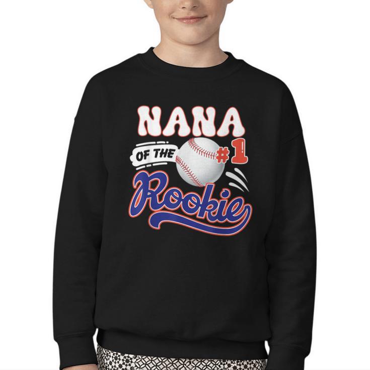 Nana Rookie Of Year 1st Birthday Baseball Theme Matching Youth Crewneck Sweatshirt
