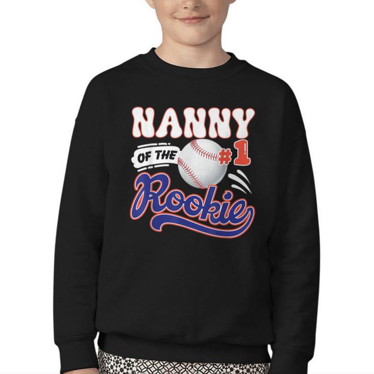 Nanny Rookie Of Year 1st Birthday Baseball Theme Matching Youth Crewneck Sweatshirt