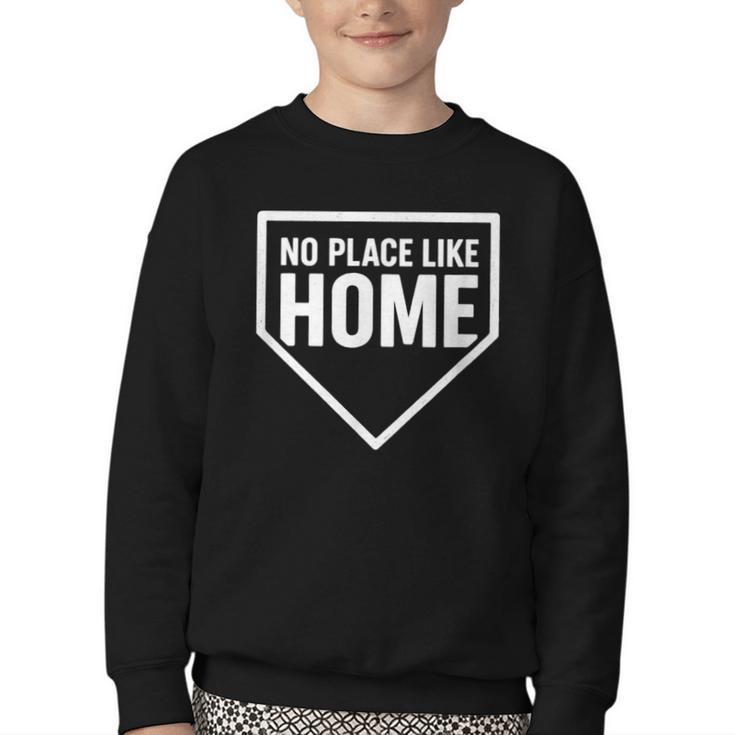 No Place Like Home Baseball Home Plate Youth Crewneck Sweatshirt