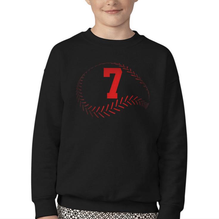 Number 7 Years Baseball 7TH Birthday Youth Crewneck Sweatshirt