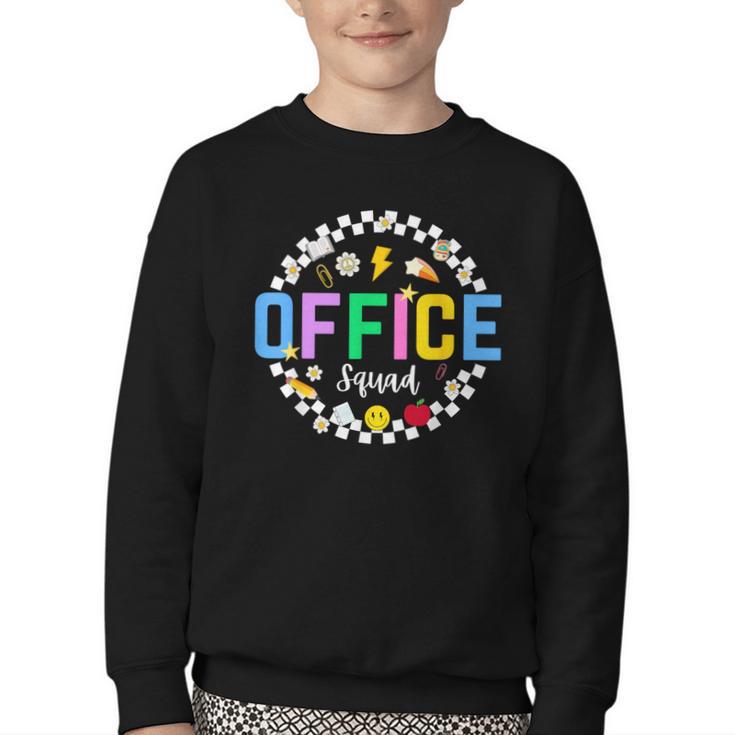 Office Squad Back To School Happy First Day Of School Youth Crewneck Sweatshirt