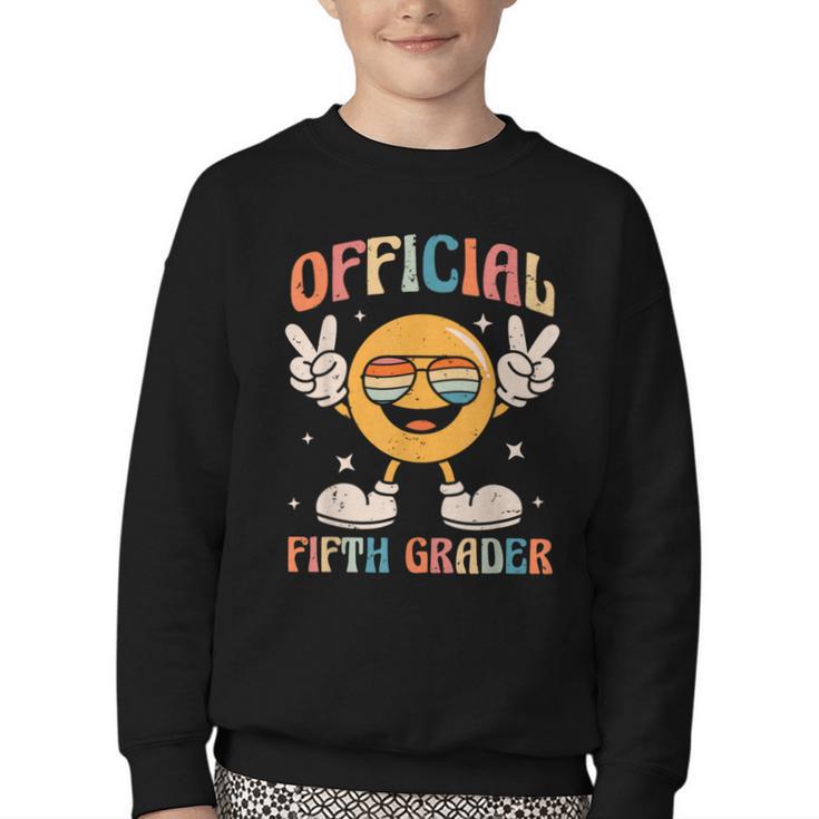 Official Fifth Grader 5th Grade Retro Back To School Kids Youth Crewneck Sweatshirt