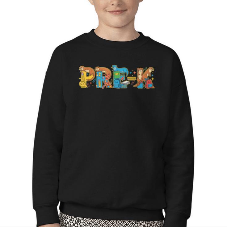 Otter Pre K Back To School Kids Boys Girls Youth Crewneck Sweatshirt