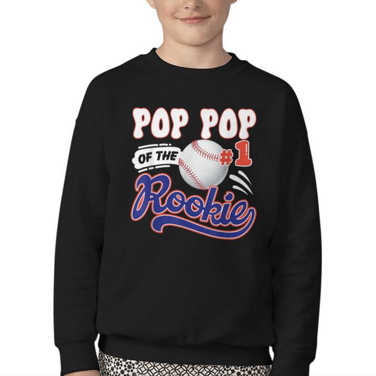 Pop Pop Rookie Of Year 1st Birthday Baseball Theme Matching Youth Crewneck Sweatshirt
