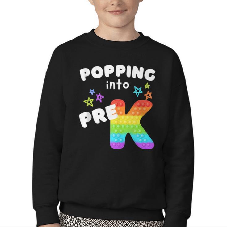 Popping Into Pre K Kid's Back To School Pop It Fidget Toy Youth Crewneck Sweatshirt