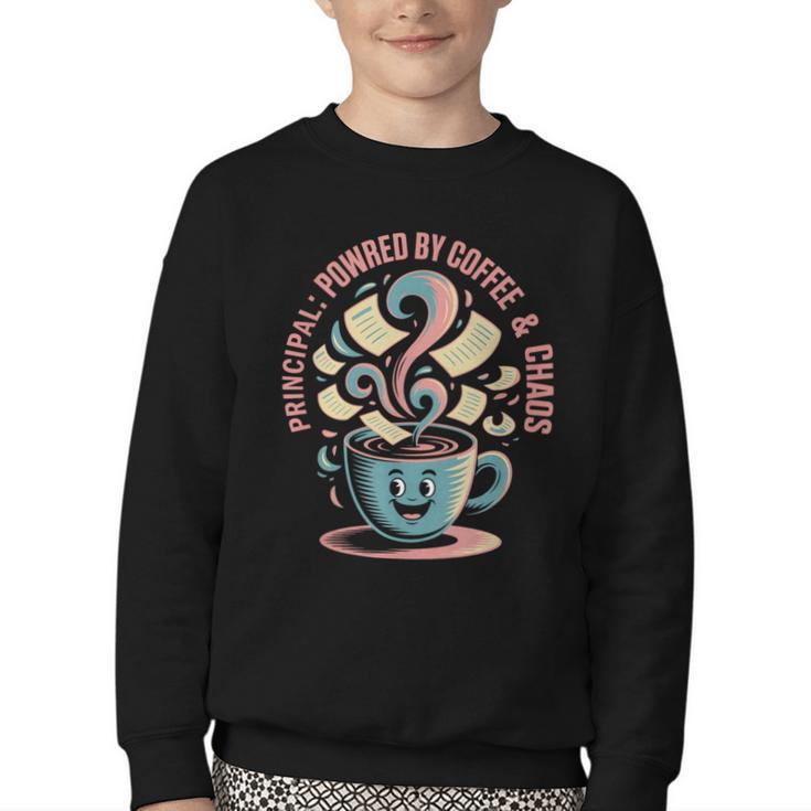 Powered By Coffee Principal Appreciation Back To School Youth Crewneck Sweatshirt