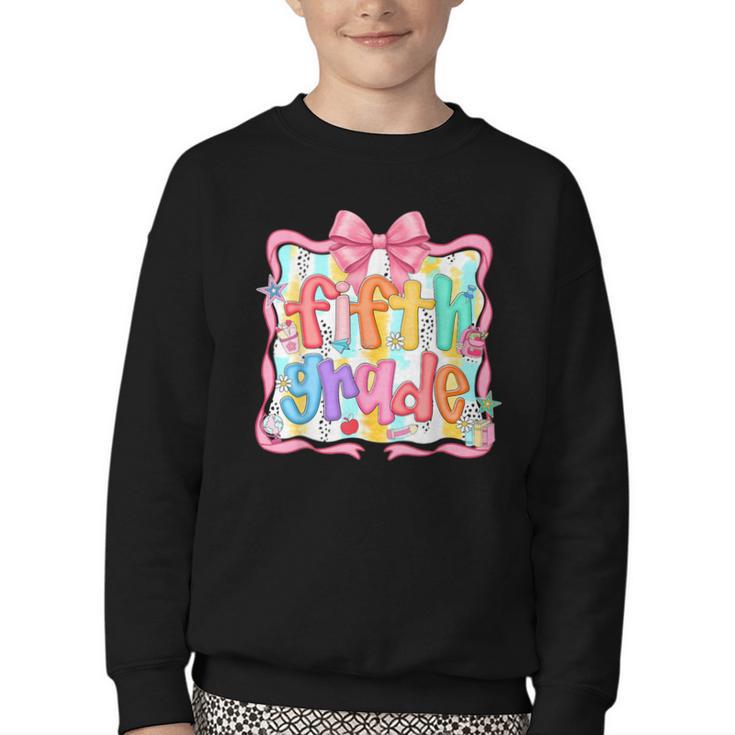 Preppy Back To School Fifth Grade Coquette Bow Women Girl Youth Crewneck Sweatshirt Preppy Back To School Fifth Grade Coquette Bow Women Girl Youth Crewneck Sweatshirt