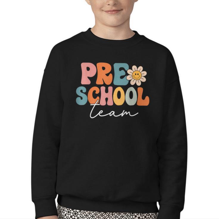 Preschool Team Retro Groovy Vintage Back To School Pre-K Youth Crewneck Sweatshirt