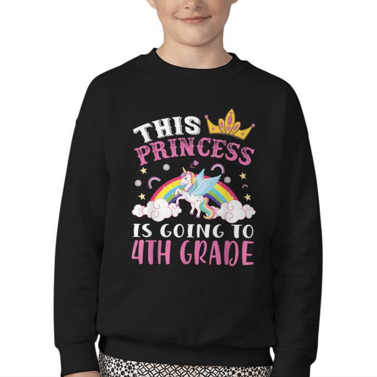 Princess Going To 4th Grade Tee For Girls Back To School Youth Crewneck Sweatshirt