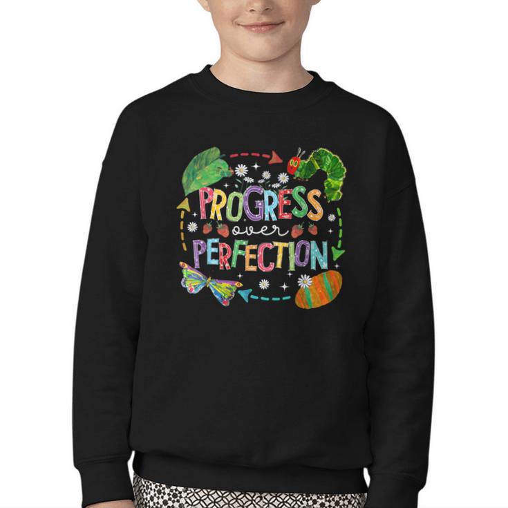Progress Over Perfection Back To School Tee Youth Crewneck Sweatshirt