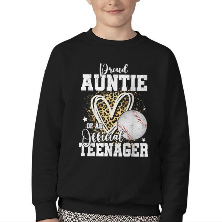Proud Auntie Of An Official Teenager 13th Birthday Baseball Youth Crewneck Sweatshirt