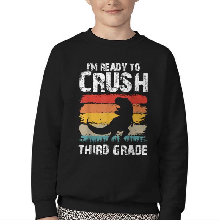 Ready Crush Third 3rd Grade Dinosaur Back To School Boys Youth Crewneck Sweatshirt