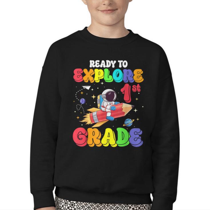 Ready To Explore 1st Grade Astronaut Back To School Youth Crewneck Sweatshirt