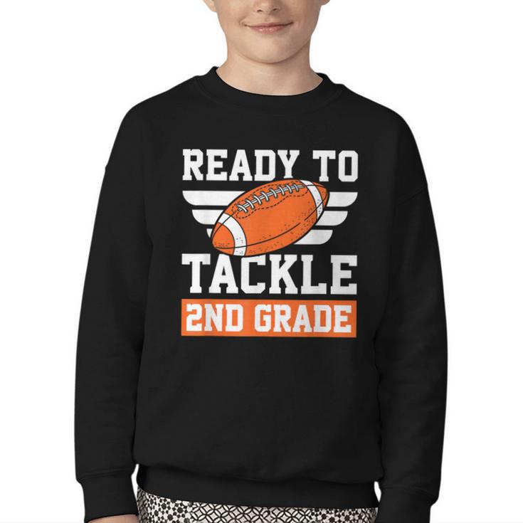 Ready To Tackle 2nd Grade Back To School Kids Football Youth Crewneck Sweatshirt