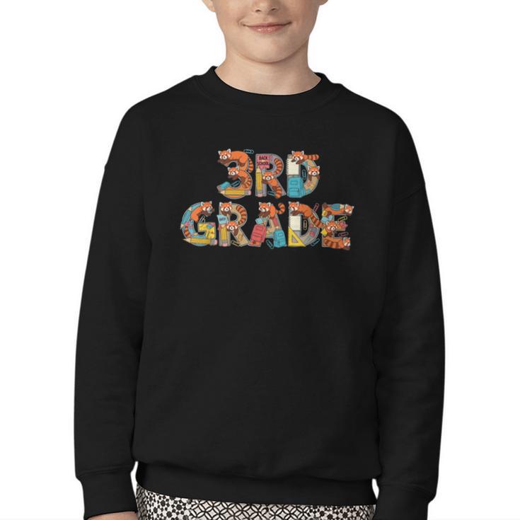 Red Panda Third Grade Back To School Kids Boys Girls Youth Crewneck Sweatshirt