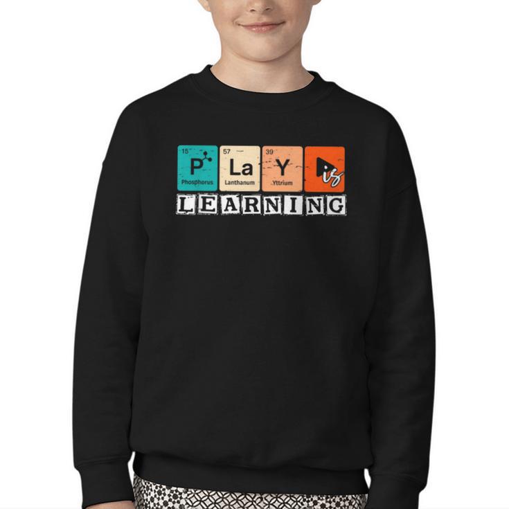 Retro Play Is Learning Back To School First Day Of School Youth Crewneck Sweatshirt