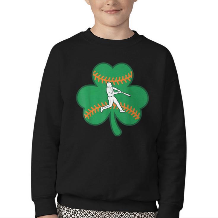 Retro Shamrock Baseball St Patricks Day Men Women Boys Girls Youth Crewneck Sweatshirt
