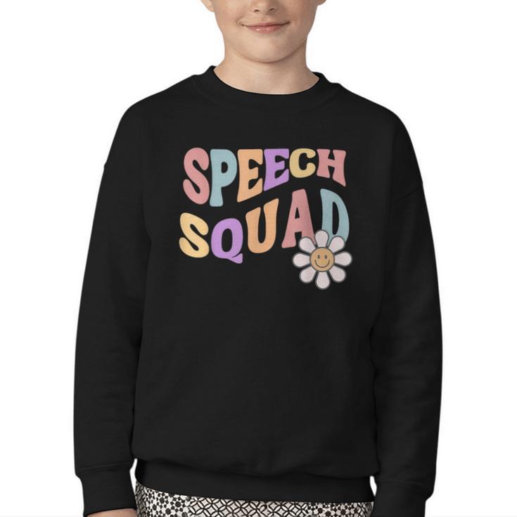 Retro Speech Squad Back To School Speech Therapist SLP Youth Crewneck Sweatshirt