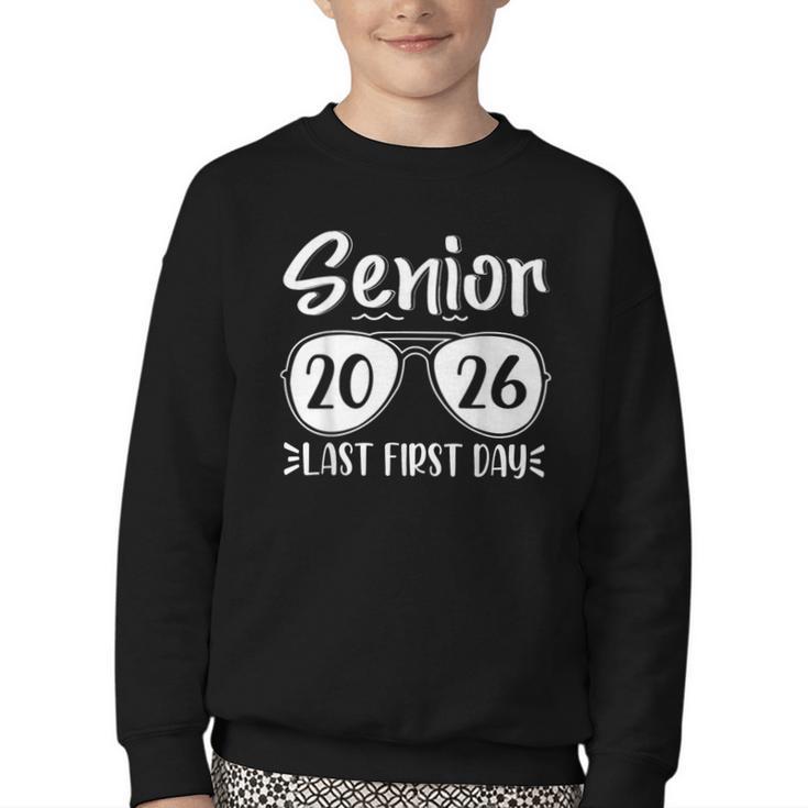 Retro Sunglasses Senior 2026 Last First Day Back To School Youth Crewneck Sweatshirt