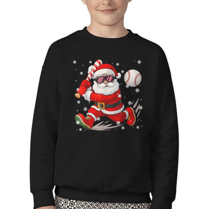 Santa Baseball Christmas Pajamas Xmas Men Boy Toddlers Youth Crewneck Sweatshirt