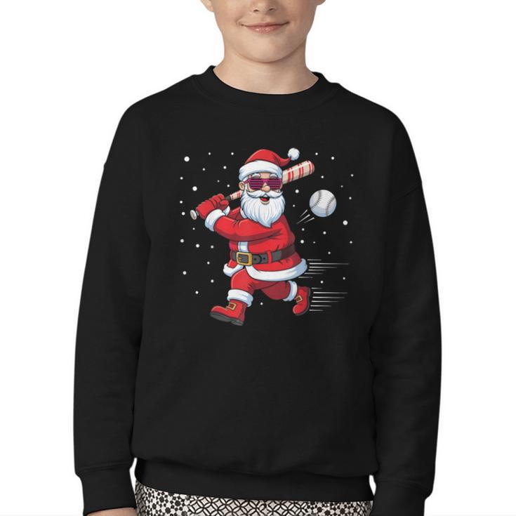 Santa Baseball Christmas Pajamas Xmas Men Kids Boys Youth Crewneck Sweatshirt