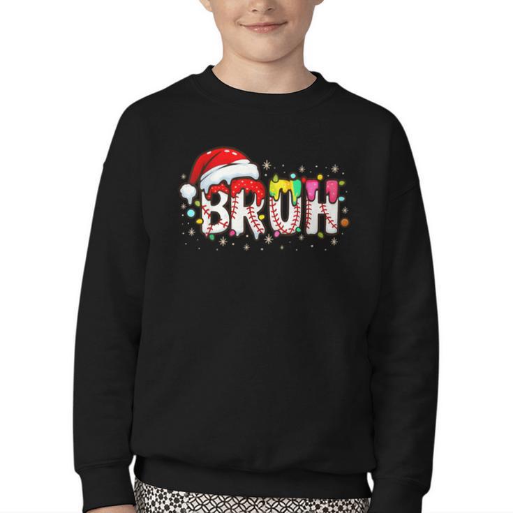 Santa Bruh Baseball Christmas Xmas Meme Pajamas Family Youth Crewneck Sweatshirt